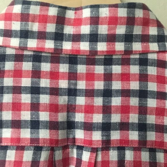 Bonobos Irish Linen Slim Fit Red Blue Shirt Medium - Picture 6 of 6